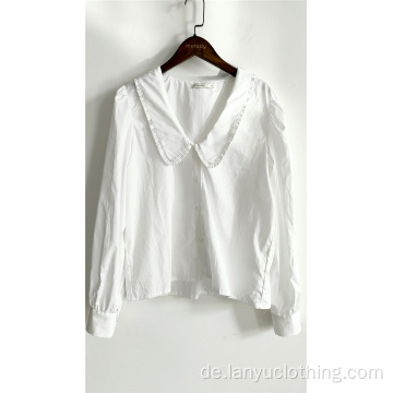 Französische weiße Vintage lose Bluse